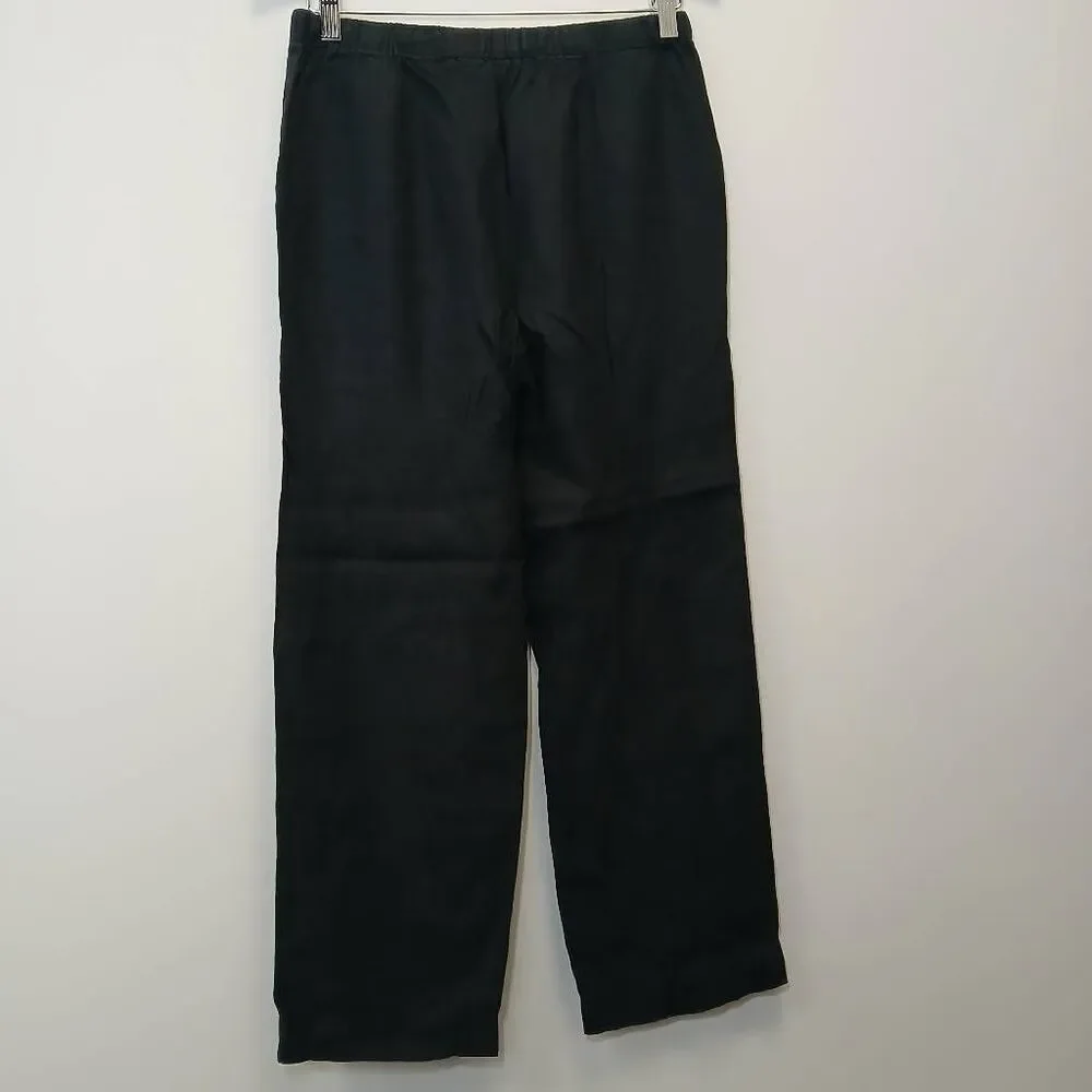 Quince womens small wide leg 100% linen pants black